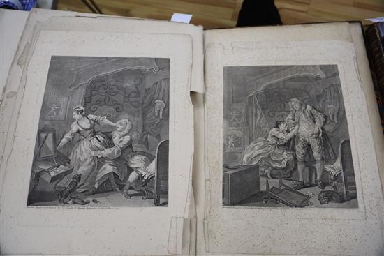Hogarth, William - Works, folio, contemporary half morocco, front joint split away but attached at rear